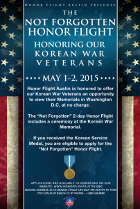 Not Forgotten Honor Flight May 1-2, 2015